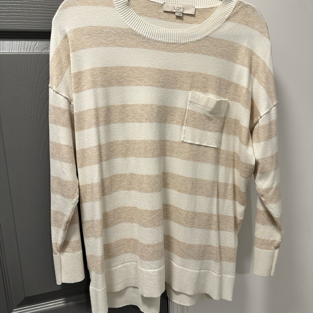 LOFT Cream and Tan Knit Sweater